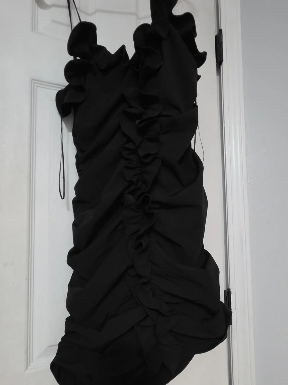 Zara Black Ruffle Ruched Mini Dress - Picture 5 of 5